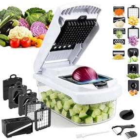 VALUNE 18-in-1 Vegetable Chopper Mandoline Slicer for Kitchen, Food Chopper with Container, Veggie Cutter, Onion Mincer, Tomato Dicer, Fruit Slicer, Spiralizer, Cheese Grater, Kitchen Gadgets
