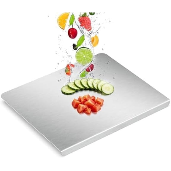 VALUNE 18x14 Inch Stainless Steel Cutting Board with Lip & Counter Edge, Non-Slip Metal Chopping Board, Dishwasher Safe for Meat, Vegetables and Baking