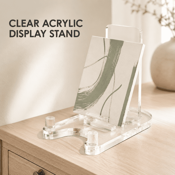VALUNE 1pc Large Clear Adjustable Acrylic Easel & Plate Stand, Display Holder for 7"to 12" Platter, Book, Card, Frame, Picture, Artwork, Plaque