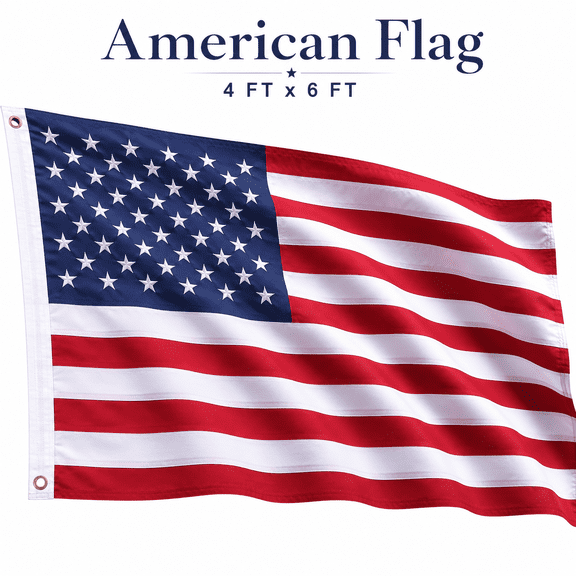VALUNE 4x6 American Flag, Heavy-Duty Outdoor USA Flag, Embroidered Stars, Brass Grommets, 210D Oxford Fabric, Weather-Resistant for Outdoor Display
