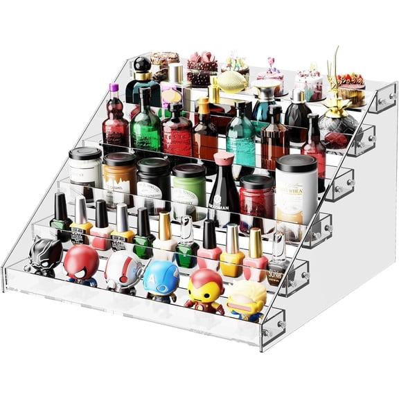 VALUNE 6 Tier Acrylic Display Shelf,Tiered Display Stand Risers Display Stands, Perfume Organizer, Cupcake Stand, Sticker Display, Card Display Stand Card Stands For Display,Figure Display,Spice Rack