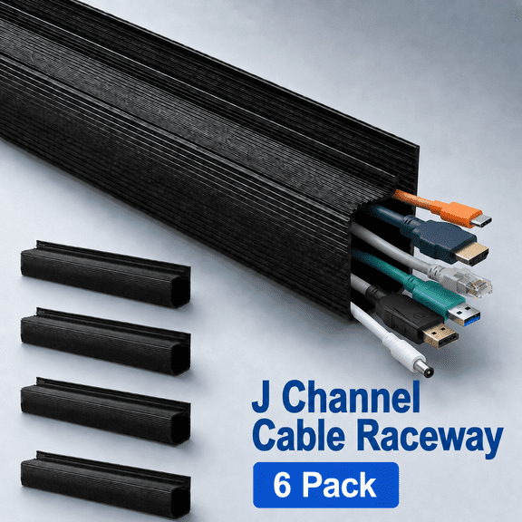 VALUNE Black 157in Self-Adhesive Cable Hider, Easy Install Cord Organizer, Child & Pet Proof Wire Management for Office