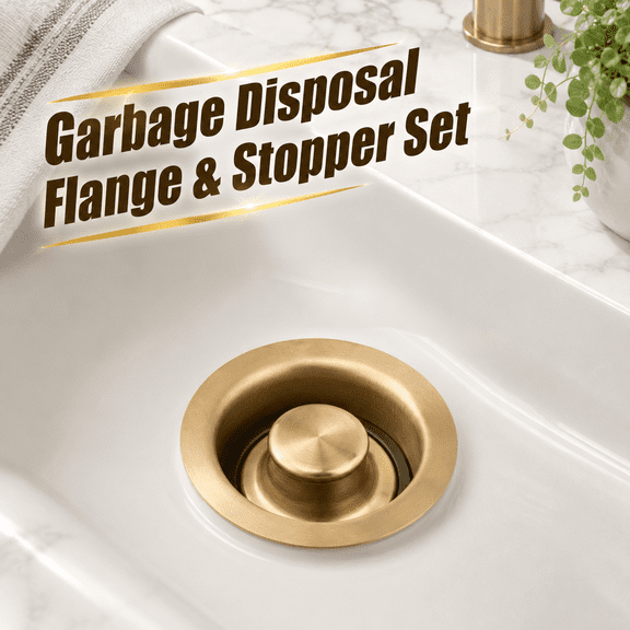 VALUNE Champagne Bronze Sink Garbage Disposal Flange and Stopper Kit, Universal Flange Fit 3‑1/2 Inch Standard Drain Hole, Kitchen Sink Replacement Accessories
