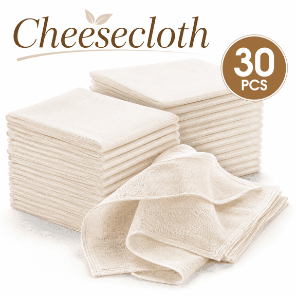 VALUNE Cheese Cloth Reusable for Straining Liquid,Cheese Making,Juicing,Baking,Cooking Turkey, 30 PCS Reusable Cheese Cloths for Straining, 20x20 Inch, Organic Cotton Cheese Cloths Unbleached