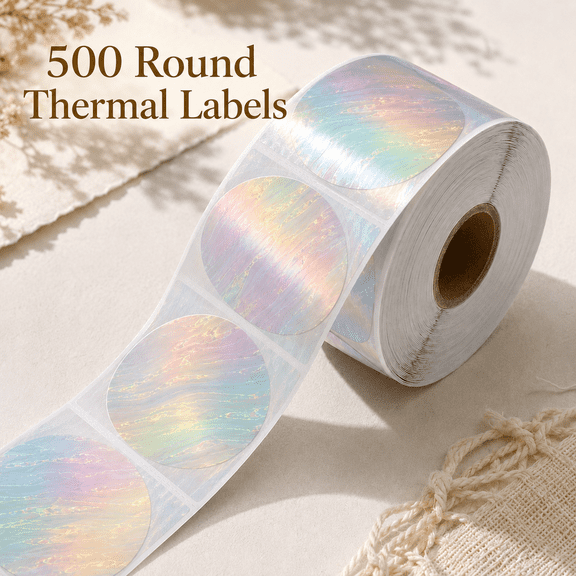 VALUNE Colorful 2 Inch Round Shell Texture Thermal Labels, Waterproof Circle Stickers for Small Business, 500 Labels/Roll