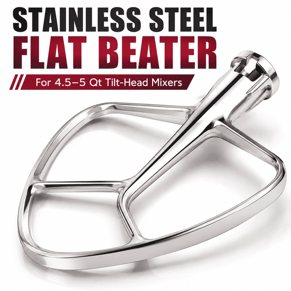 VALUNE K45B Stainless Steel Flat Beater, KitchenAid Mixer Attachment for 4-5 Quart Tilt Head Paddle