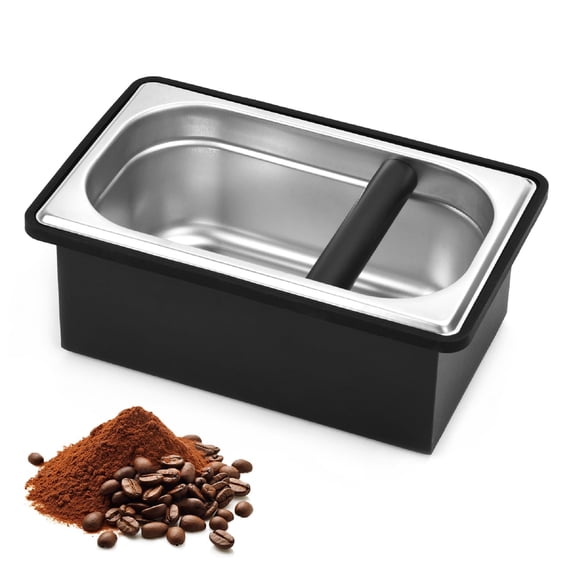 VALUNE Large Capacity Stainless Steel Espresso Knock Box, Coffee Pucks Container, Durable Espresso Machine Accessory for Coffee Grounds