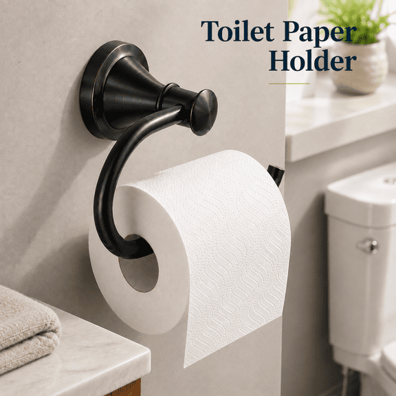 VBNDMAW Toilet Paper Holder, Rotary Wall Mount Toilet Roll Holder, Rustproof Bathroom Tissue Holder, 8.3 x 5.1 Inch, Oil Rubbed Bronze