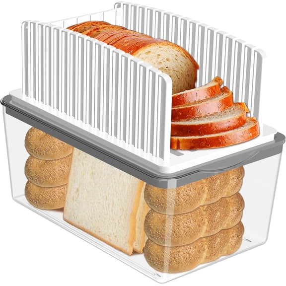 VALUNE Upgraded Adjustable Manual Bread Slicer with Storage Box & Crumb Tray, Foldable Compact Cutting Guide Ideal for Homemade Loaf, Bagel and Cake Slicing Use