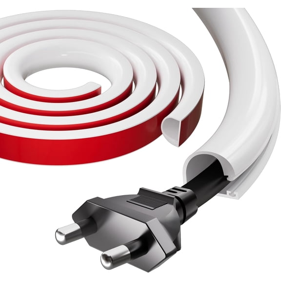 VALUNE White 118"Silicone Cord Hider for Wall Mount TV, Self-Adhesive Cable Hider for 1 Cord (1/4" Diameter), Cable Management Under Desk, Cord Organizer, Cable Raceway Home & Office Trim