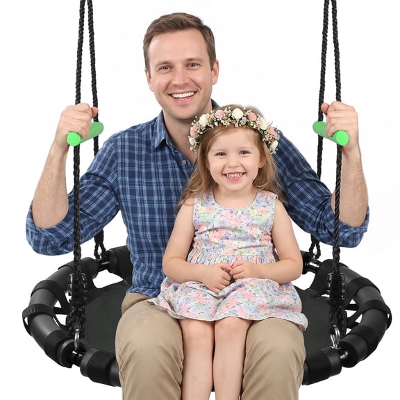 VAMFUTRE 24 Inch Saucer Tree Swing, Outdoor, Alloy Steel Frame, Polyester Seat, Adjustable Ropes, 450 Lbs Capacity