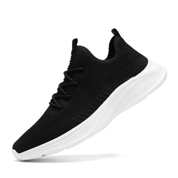 VAMJAM Men's Running Shoes Fashion Sneakers - Lightweight Breathable Flying Knitting Lace Up Mesh Walking Shoes Workout Casual Sports Shoes Black Size 8.5
