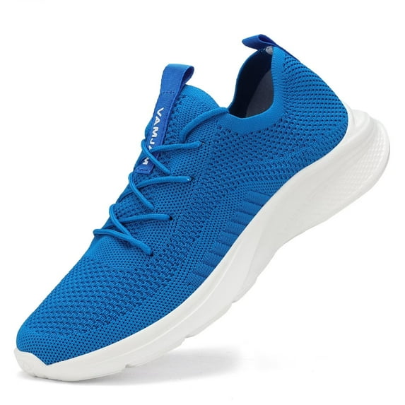 VAMJAM Men's Running Shoes Fashion Sneakers - Lightweight Breathable Flying Knitting Lace Up Mesh Walking Shoes Workout Casual Sports Shoes Blue Size 8