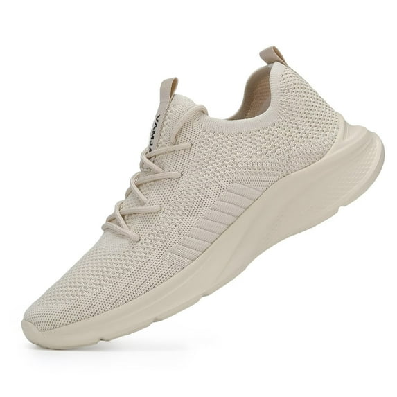 VAMJAM Men's Running Shoes Fashion Sneakers - Lightweight Breathable Flying Knitting Lace Up Mesh Walking Shoes Workout Casual Sports Shoes Off White Size 13
