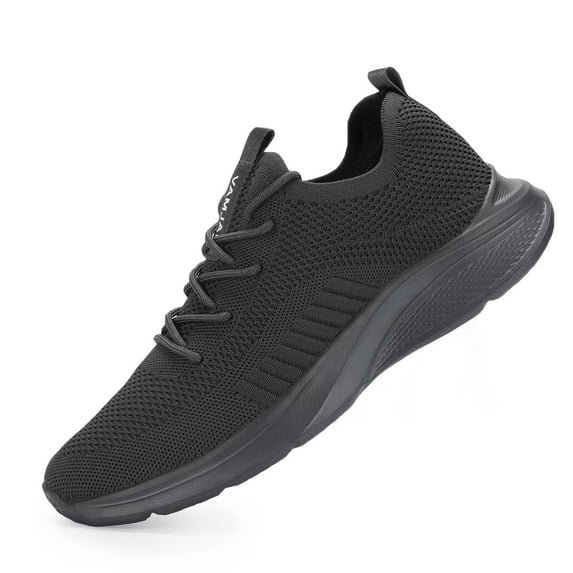 VAMJAM Men's Running Shoes Fashion Sneakers - Lightweight Breathable Flying Knitting Lace Up Mesh Walking Shoes Workout Casual Sports Shoes Allgrey Size 9.5