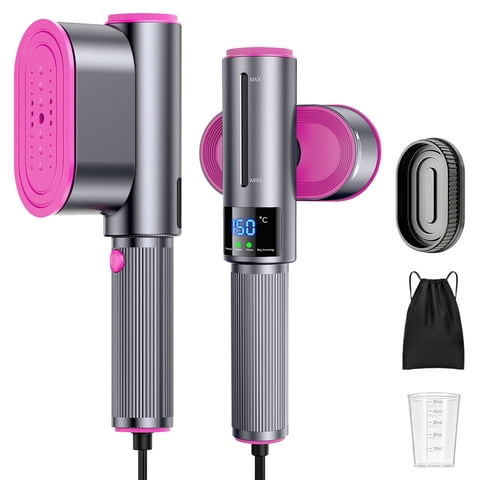 VAMOUT Travel Steamer for Clothes, 1200W Portable Garment Steamer & Iron 2 in 1, with LED Display & 90 Rotatable Handle for Home & Travel