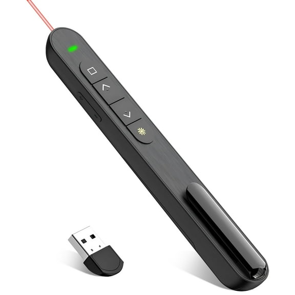 VAMOUT Presentation Clicker for PowerPoint, RF 2.4GHz USB Wireless Presenter Remote with Laser Pointer & Volume Control, PowerPoint Clicker Slide Advancer for Mac, Windows, Laptop, Keynote