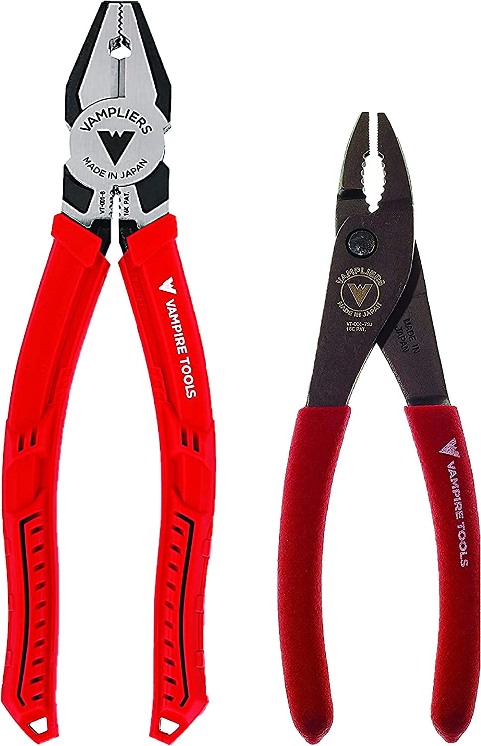 VAMPLIERS 2-pc Screw Extractor Set: 8in. PRO Lineman's Pliers + 7in. Slip-Joint Pliers, Stripped Screw Removal Tools - VT-001-S2C