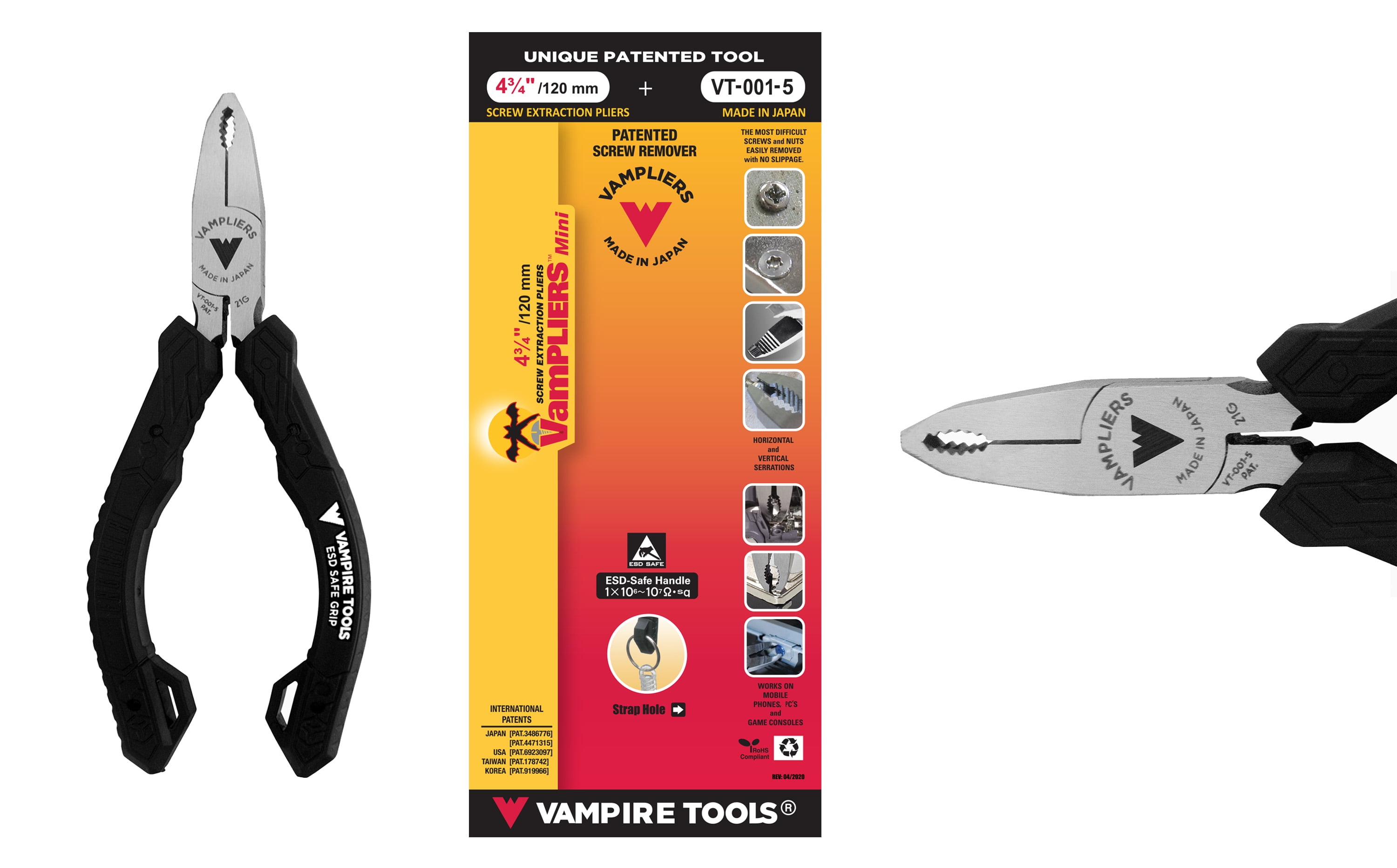 VAMPLIERS Mini Pliers 5" VT0015 Stripped Screw Removal Tool, ESD Safe Mini Pliers, Hand Tools