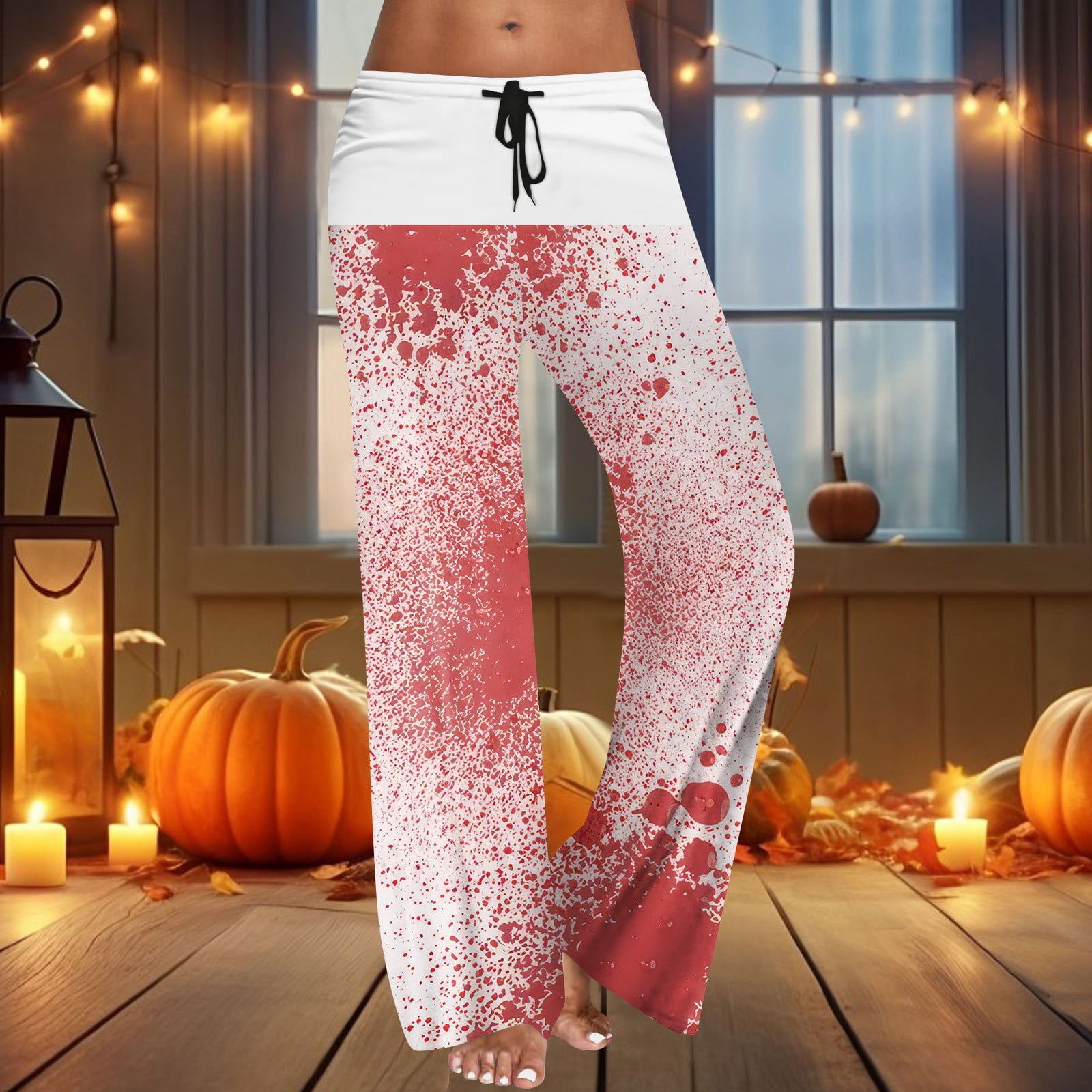 VAMUKO Halloween Pajama Pants Women Plus Fall Lounge Pants Trendy Bloody Sleepwear Casual Plus Size Celebrate Pumpkin Sleep Pants Red XL Walmart