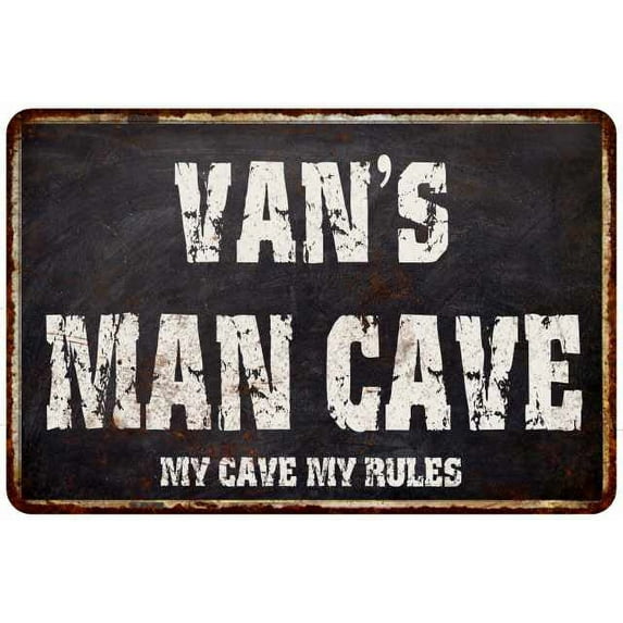 VAN'S Man Cave Black Grunge Sign Home Decor Gift Cave Funny 208120004031
