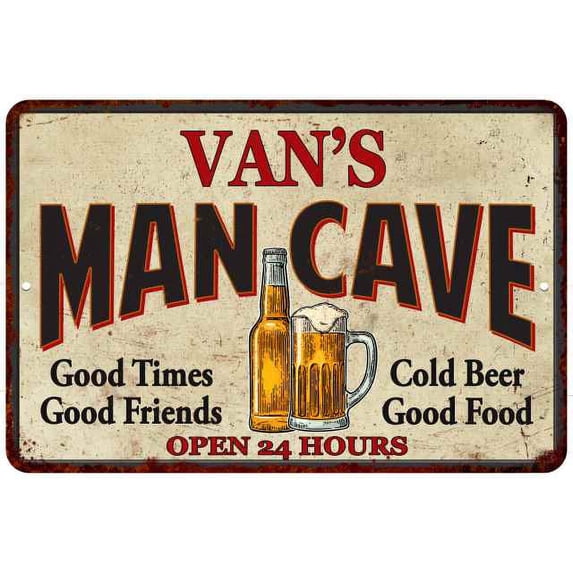 VAN'S Man Cave Metal Sign 8 x 12 Matte Finish Metal 108120011487