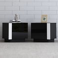 thumbnail image 1 of VanAcc 2 Piece Entertainment Center Side Table Set with Storage, Modern High Gloss End Tables, Black, 1 of 7