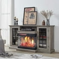 thumbnail image 1 of VANACC 59" Fireplace TV Stand with 3-Sided Glass Electric Fireplace for TVs up to 65", Wash Gray, 1 of 9