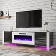 thumbnail image 1 of VANACC 80" Fireplace TV Stand with 40" Electric Fireplace for TVs up to 90", Black/White, 1 of 7