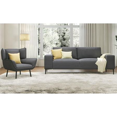 VANACC 89 inch Sofa, Modern Couch with Extra Deep Seats, 3 Seater Sofa Chair Set, Grey Corduroy