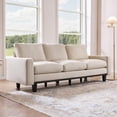 thumbnail image 1 of VanAcc 74.8" 3 Seater Sofa with 22" Deep Seat, Beige Couch for Living Room, Full Metal Support, for Bedroom & Apartment, Beige Linen, 1 of 10