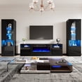 thumbnail image 1 of VanAcc Fireplace TV Stand Set, Inclues 80" TV Stand(Max Screen 70") & 2 LED Highgloss Bookcase, 1 of 7