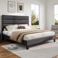 thumbnail image 1 of VanAcc Full Size Bed Frame with Linen Upholstered Headboard, Modern Platform Bed with Wooden Slats Support, Grey, 1 of 8