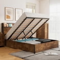 thumbnail image 1 of VanAcc Full Size Lift Up Storage Bed, Storage Headboard & Charging Station, Rustic Brown, 1 of 8