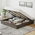 thumbnail image 1 of VanAcc King Size Lift Up Storage Platform Bed Frame, Metal Bed Frame with Wooden Slats Support, Large Storage Space, Easy Assembly, Rustic Grey, 1 of 7