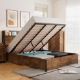 thumbnail image 1 of VanAcc King Size Lift Up Storage Bed, Storage Headboard & Charging Station, Rustic Brown, 1 of 8