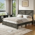 thumbnail image 1 of VanAcc King Size Platform Bed Frame with Wood Grain Headboard, Farmhouse Bed Frame with Storage/No Box Spring Needed/Noisy Free/Easy Assembly/Grey, 1 of 8