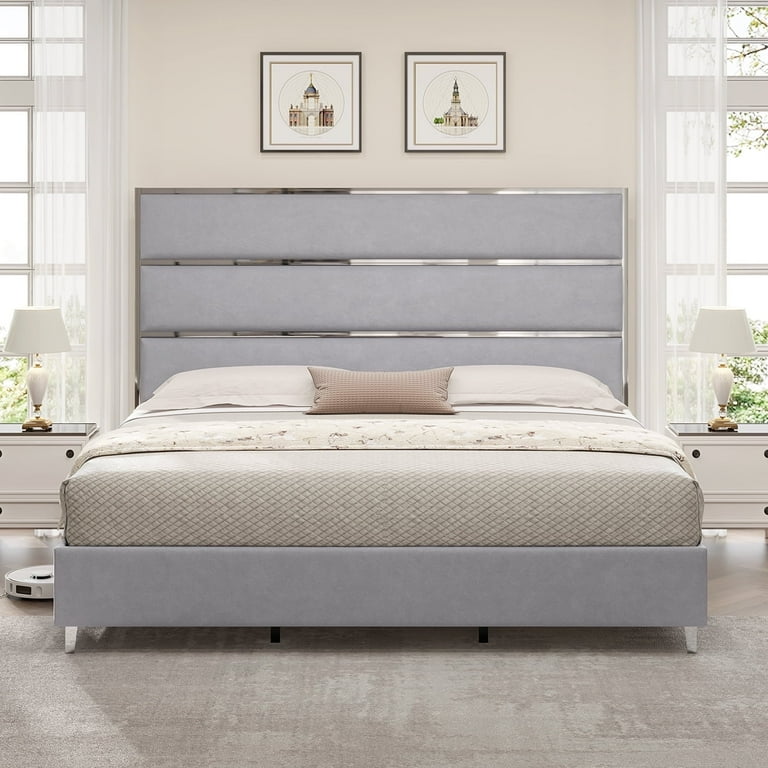 VANACC King Size Upholstered Platform bed with 59
