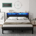 thumbnail image 1 of VanAcc King Sturdy Bed Frame with 2 Storage Drawers & LED, Rustic Brown, 1 of 7