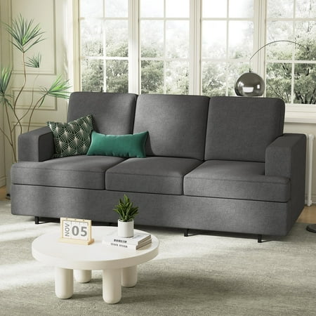 VANACC Modern Sofa,3 Seater Adult Couch with Thick Armrest and Cushion for Living Room,Dark Gray