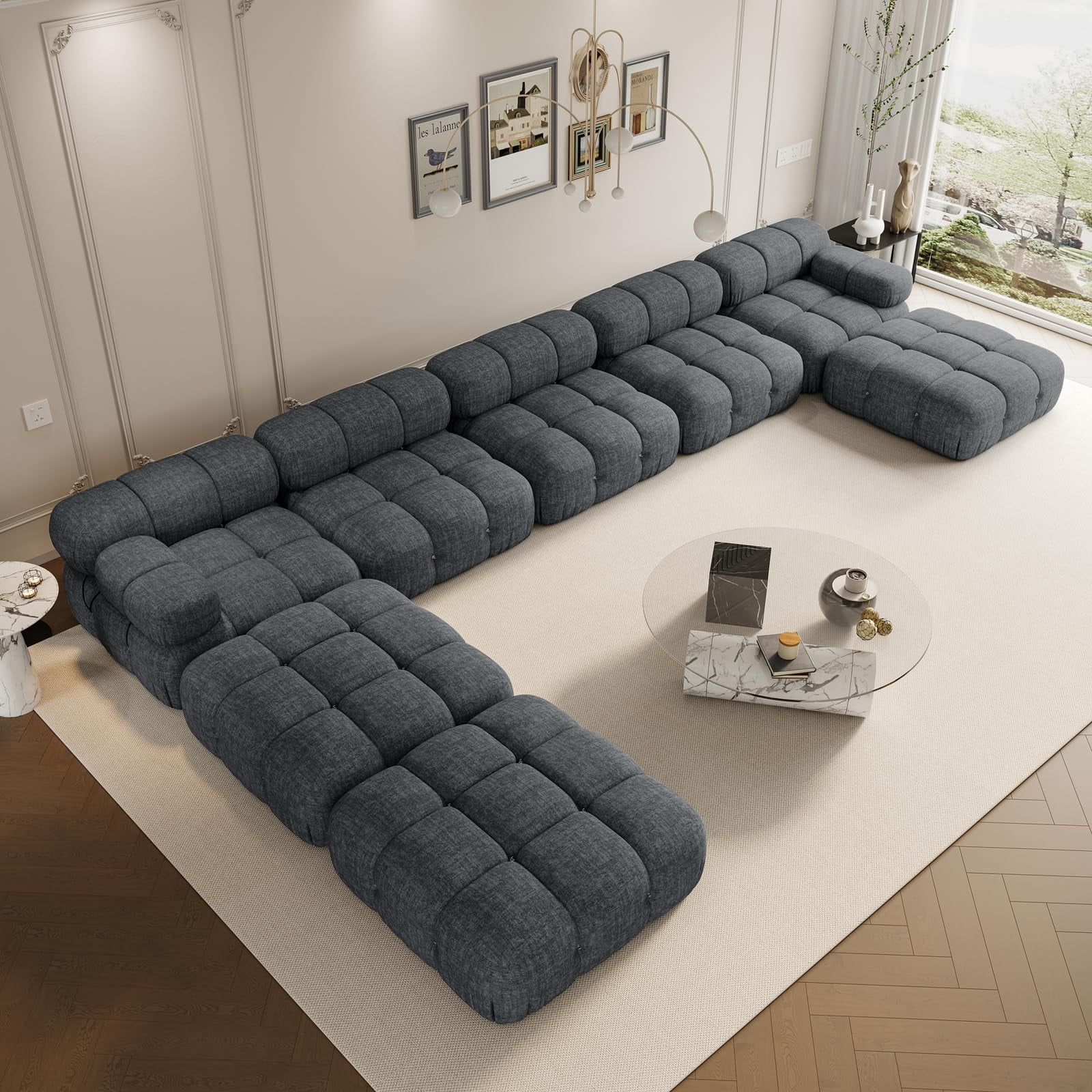 VANACC Modular Compression Sectional Sofa Couches for Living Room, U ...