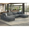 thumbnail image 1 of VanAcc Modular Sectional Sofa, 152" Down Filled Sectional Sofa, 6 Seats U Shaped Cloud Couch with Chaise, Ottoman, Oversized Couch, Grey Linen, 1 of 5
