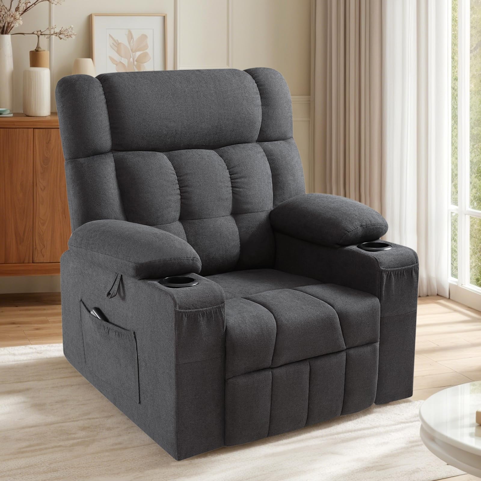 VANACC Oversize Swivel Rocking Recliner Chair for Adults,Manual Glider ...