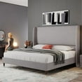 thumbnail image 1 of VanAcc Queen Platform Bed Frame 51.2" High Headboard Linen Tall Upholstered Bed/No Box Spring Required/Wood Slat Support/Easy Assembly Light Grey, 1 of 7
