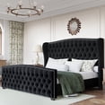 thumbnail image 1 of VanAcc Queen Platform Bed Frame with Wingback Headboard, Black, 1 of 9
