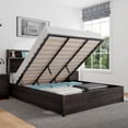 thumbnail image 1 of VANACC Queen Size Lift Up Storage Bed, Storage Headboard & Charging Station, Black, 1 of 7