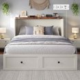 thumbnail image 1 of VanAcc Queen Size Murphy Bed with Charging Station, Farmhouse Cabinet Bed with Large Storage Drawer for Living Room, Guest Bedroom, White, 1 of 8