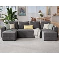 thumbnail image 1 of VanAcc Sectional Sofa, 114" Modular Sectional Sofa with USB Ports & Cup Holder, 6 Seats U Shaped Couch with Storage, 5 Pieces Set Sectional Couch Gray, 1 of 6