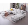 thumbnail image 1 of VANACC Sectional Sofa, 8 Seater Modular Sectional Couches with Ottomans, Sofa Bed for Living Room, Cream Couch in Beige Chenille, 1 of 6