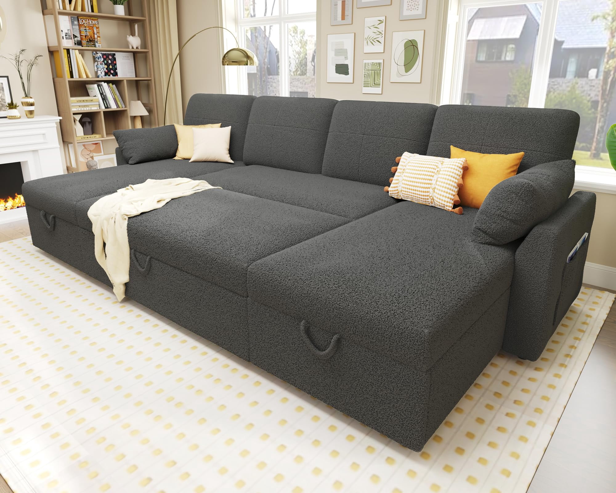 VANACC Sleeper Sofa, 110 inch Overisze - 2 in 1 Pull Out Bed, Sectional ...